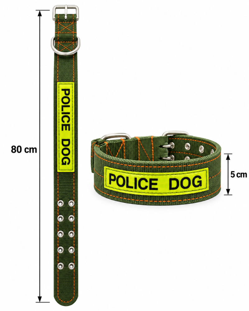 طوق رقبة بوليس دوج للكلاب بتصميم عسكري قابل للتعديل | Police Dog Adjustable Military Style Dog Collar