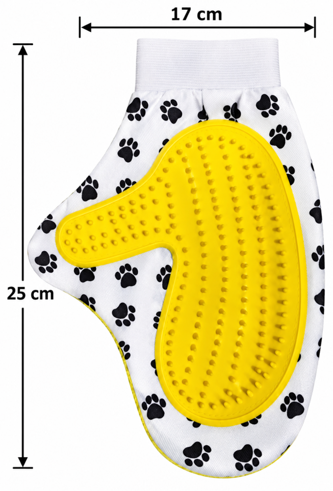 قفاز تمشيط وتدليك للقطط والكلاب بنقشة بصمات الكف | Paw Print Pet Grooming & Massage Glove for Cats and Dogs