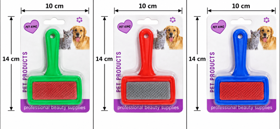 بيت كينج فرشاة تمشيط للقطط والكلاب لإزالة الشعر المتساقط – متوفرة بعدة ألوان | PET KING Slicker Grooming Brush for Cats & Dogs – Available in Multiple Colors