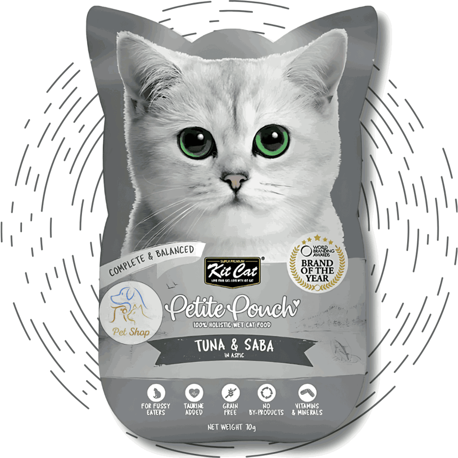كت كات بتيت باوتش طعام رطب للقطط بالتونة وسمك الماكريل 70 جم | Kit Cat Petite Pouch Wet Cat Food Tuna & Mackerel 70g