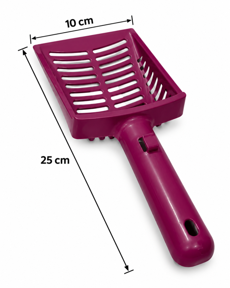 مجرفة تنظيف رمل القطط بفتحات طولية ومقبض مريح – خمري | Cat Litter Scoop with Slotted Sifting Design – Burgundy