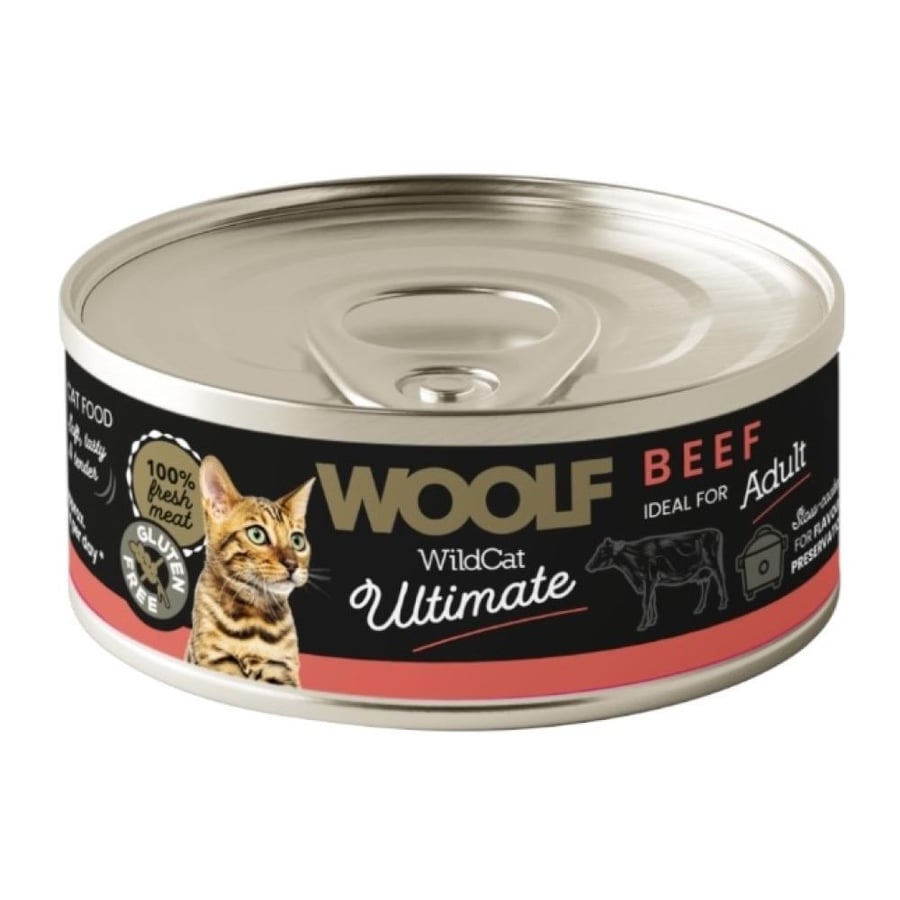 وولف وايلد كات طعام رطب باللحم البقري للقطط البالغة 85 غرام | Wolf Wild Cat Wet Food with Beef for Adult Cats 85g