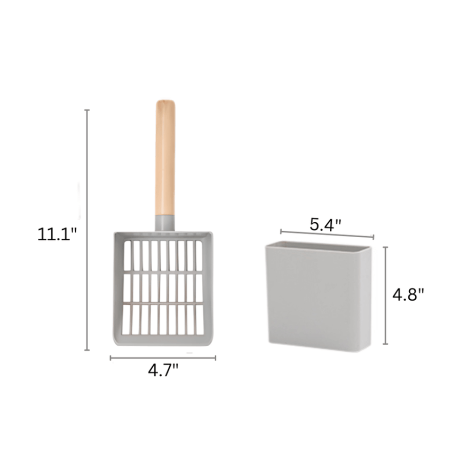 ليتر بوكس مفتوح كبير للقطط بقاعدة ستانلس ستيل مع درجة أمامية ومغرفة | Large Open Stainless Steel Cat Litter Box with Step & Scoop