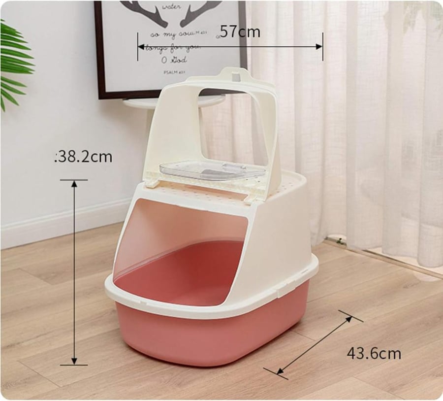 صندوق فضلات مغلق للقطط بمدخل أمامي وفتحة علوية مع مغرفة | Enclosed Cat Litter Box with Front Entry, Top Opening & Scoop – Dark Brown