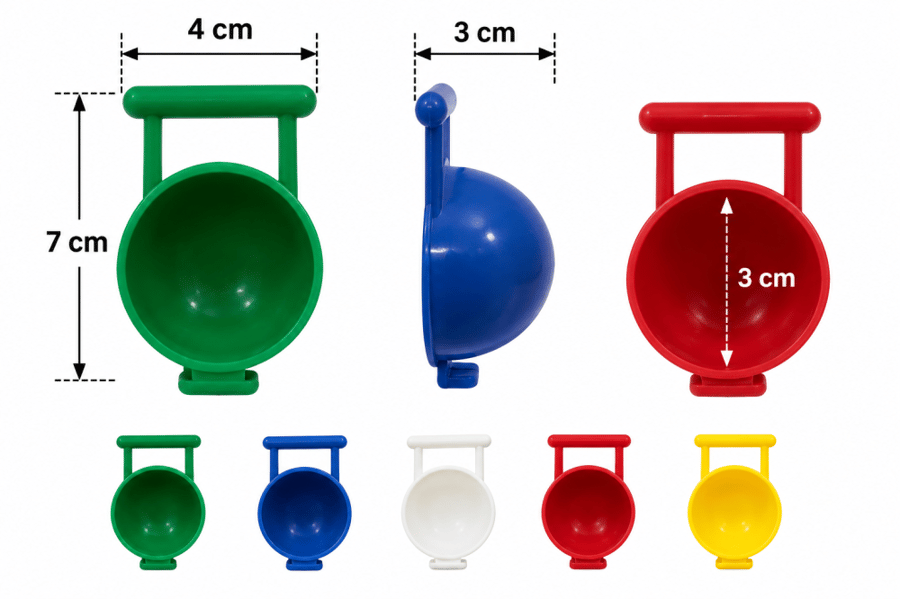 معلفة ومشربية بلاستيكية معلقة للطيور متوفرة بعدة ألوان | Hanging Plastic Bird Food and Water Cup – Multiple Colors