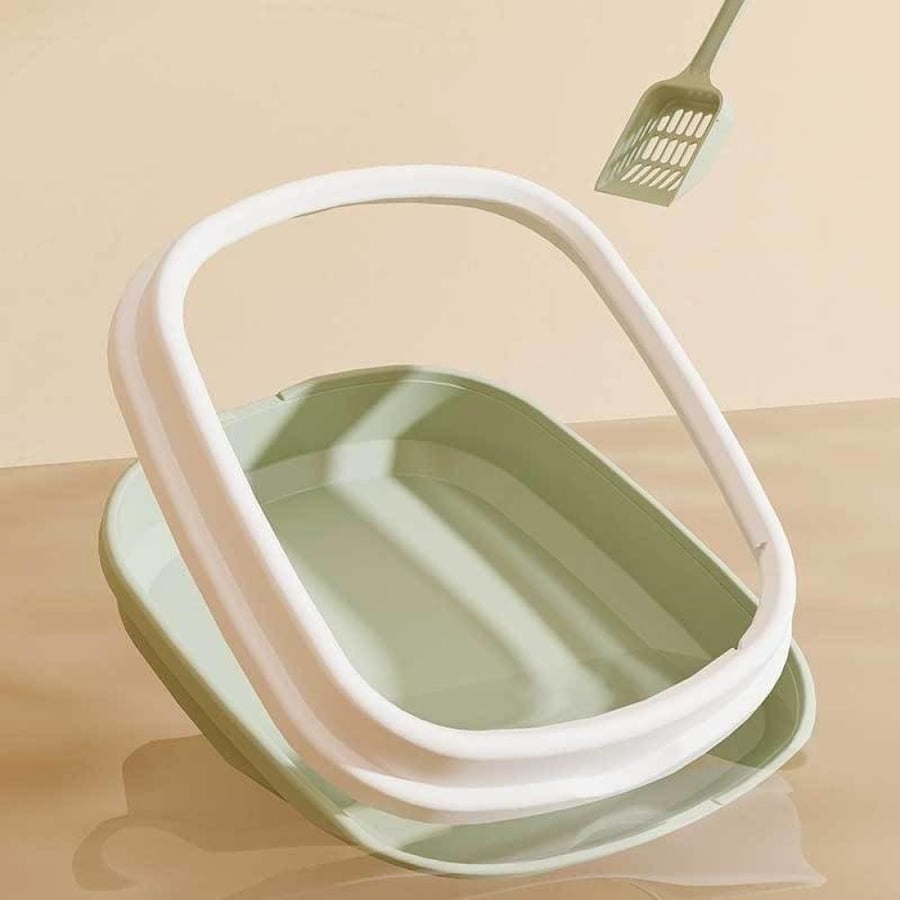 ليتر بوكس مفتوح للقطط مع مغرفة – متوفر بمقاسين وثلاثة ألوان | Open Cat Litter Box with Scoop – Available in Two Sizes & Three Colors