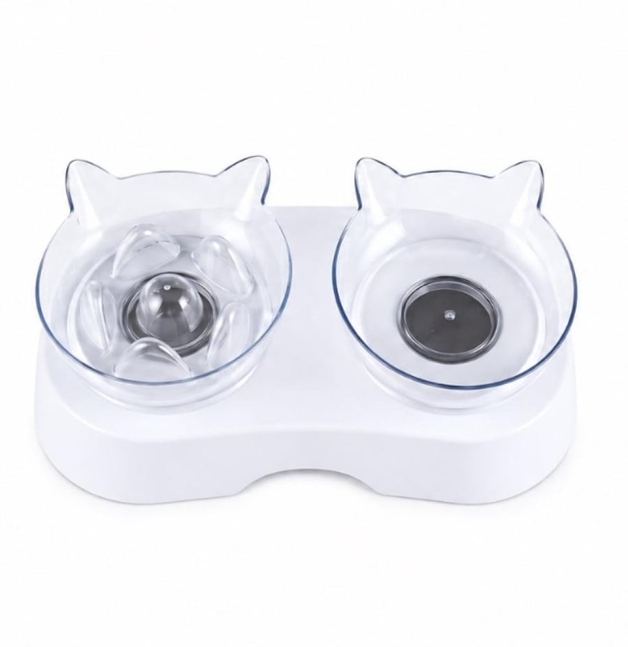 طقم أوعية طعام وماء مزدوج مرتفع للقطط بتصميم وجه قطة – عدة أشكال | Elevated Double Food & Water Bowl Set for Cats – Cat Face Design, Assorted Styles | Elevated Double Cat Food & Water Bowls – Cat Face Design