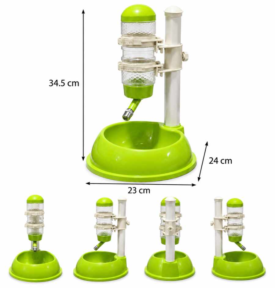 وعاء طعام مع مشربية مياه وحامل قابل للتعديل للحيوانات الأليفة | Pet Food Bowl with Adjustable Water Bottle Stand