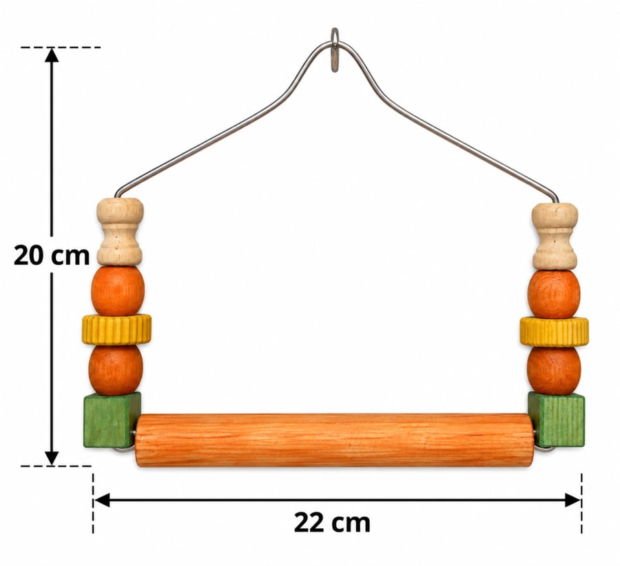 أرجوحة خشبية للطيور مع خرز ملون | Wooden Bird Swing with Colorful Beads