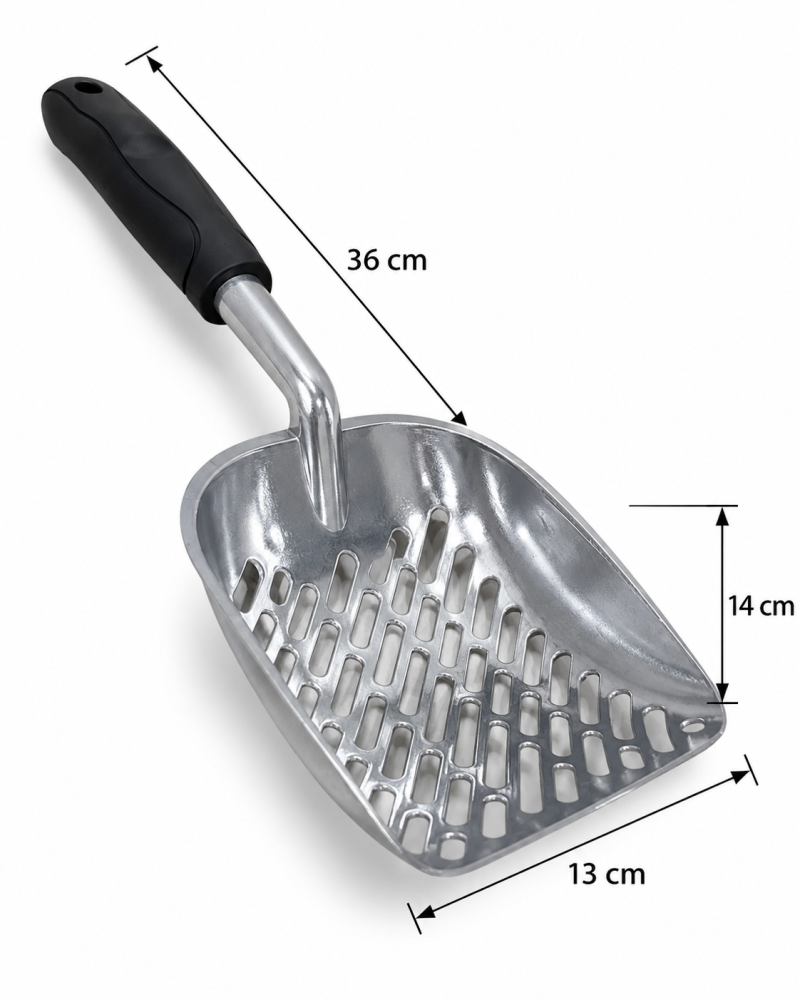 مغرفة تنظيف رمل القطط معدنية بمقبض مريح | Metal Cat Litter Scoop with Comfortable Handle