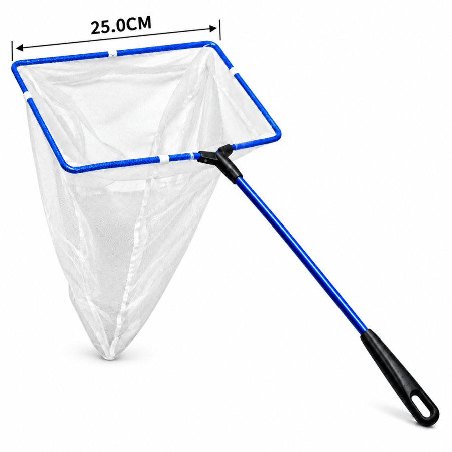 شبكة صيد وتنظيف أحواض الأسماك مستطيلة بمقبض طويل | Rectangular Aquarium Fish Net with Long Handle