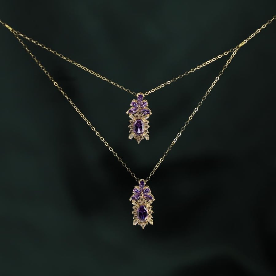 Mr. Gold Necklace with Purple Stone