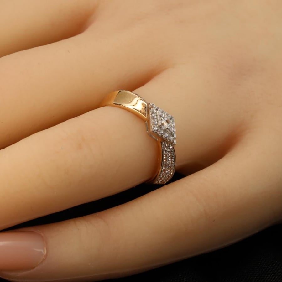 Diamond application gold ring size 12.5