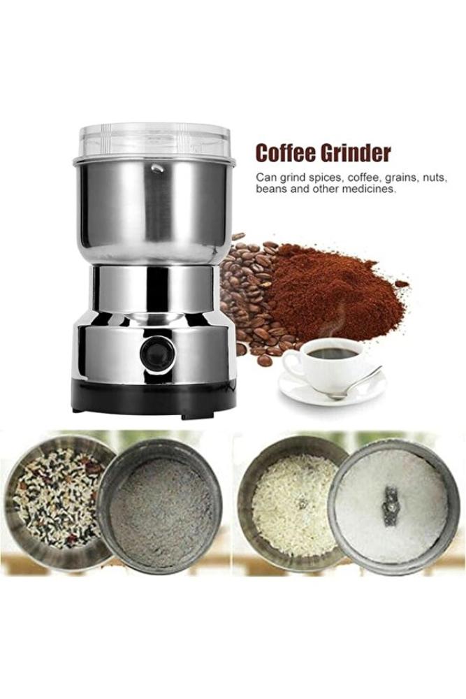 Generic مطحنة كهربائية صغيرة متعددة الوظائف من الفولاذ المقاوم للصدأ باللون الفضي/الأسود