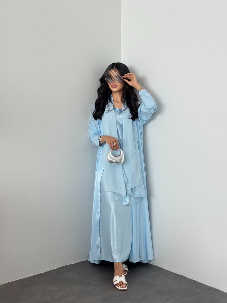 Silk Celestial Blue Abaya