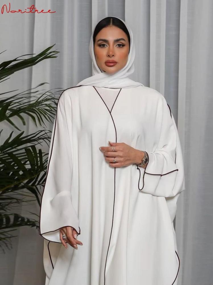 عباية حرير طويلة حزام S-XL