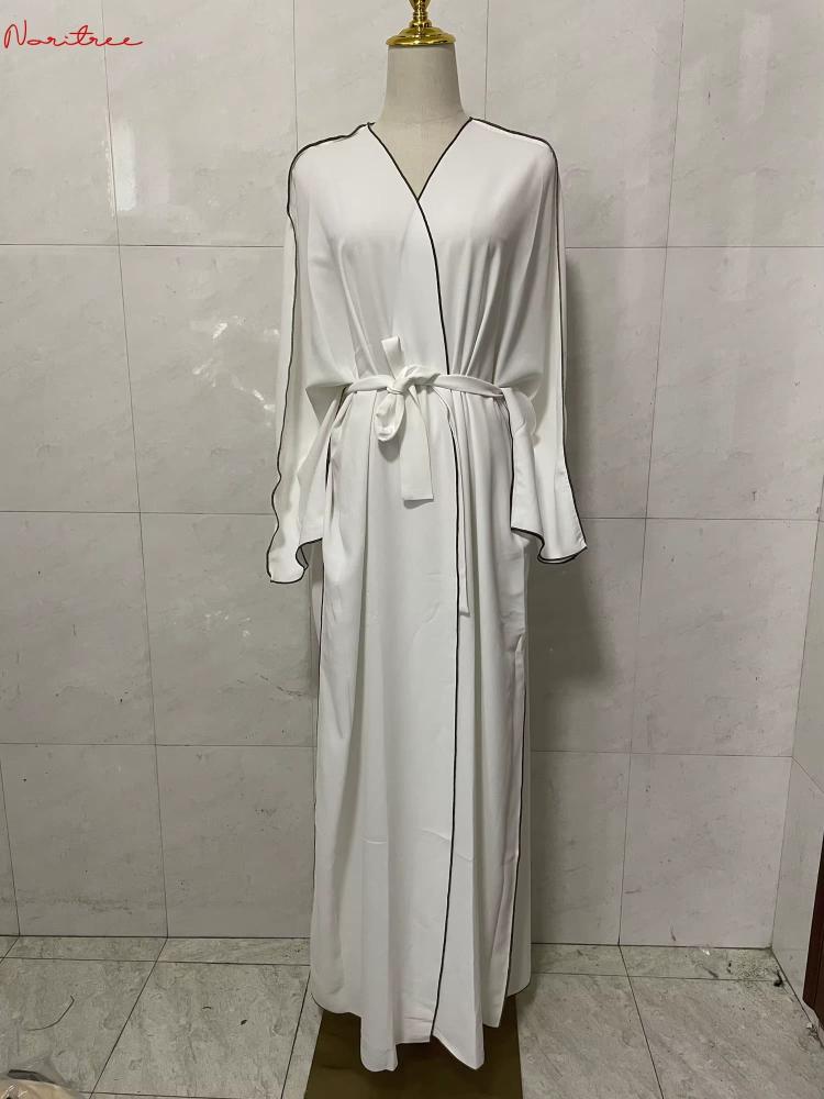 عباية حرير طويلة حزام S-XL