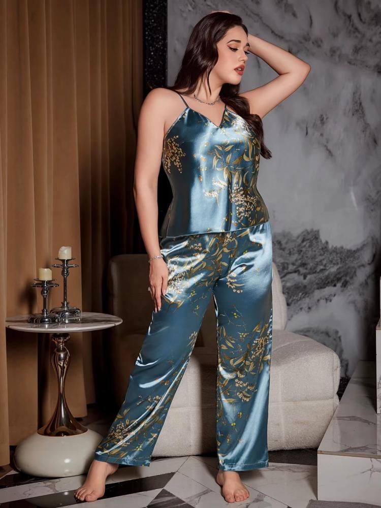 Echo Apparel طقم بيجاما نسائي قطعتين طباعة كرز