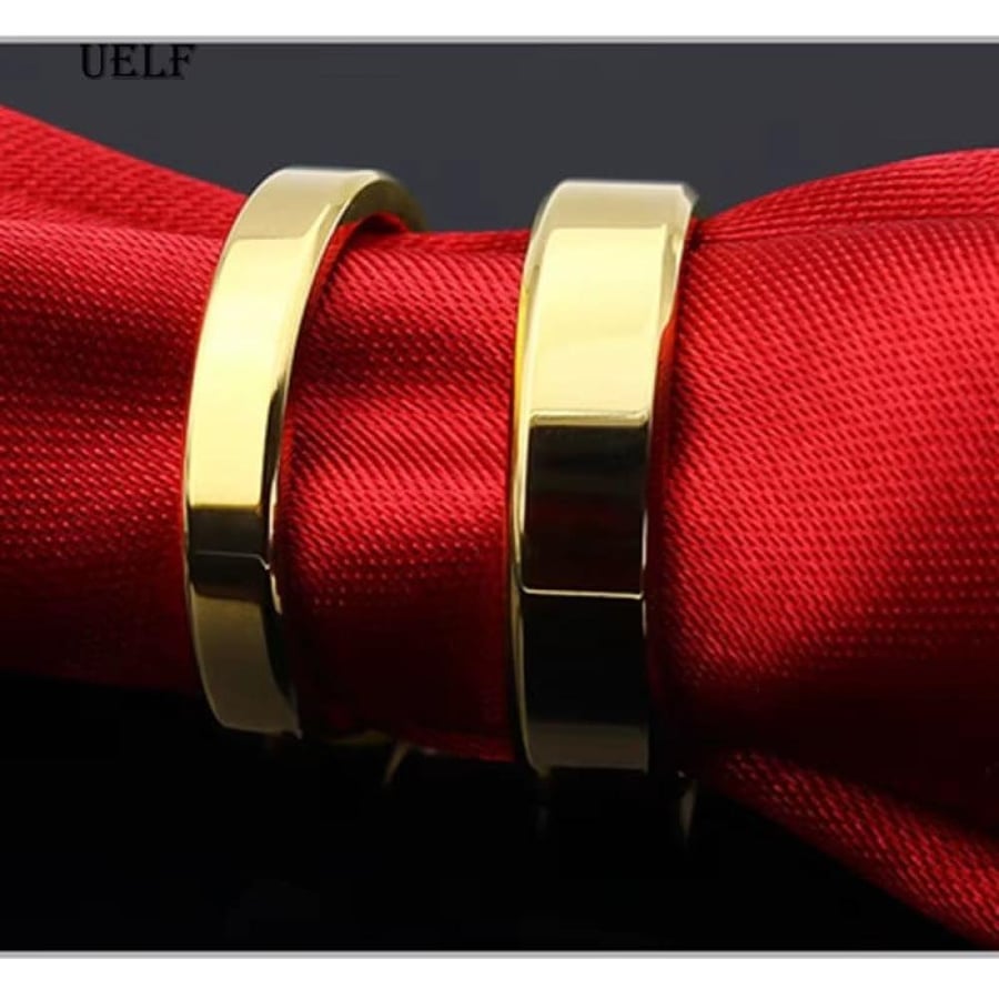خاتم زواج Uelf 4mm/6mm ذهب/أسود/فضي/وردي فولاذ