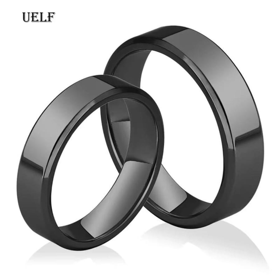 خاتم زواج Uelf 4mm/6mm ذهب/أسود/فضي/وردي فولاذ