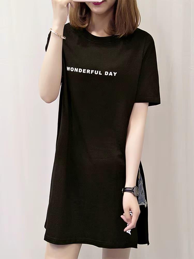 Silk T-shirt with a wonderful day print