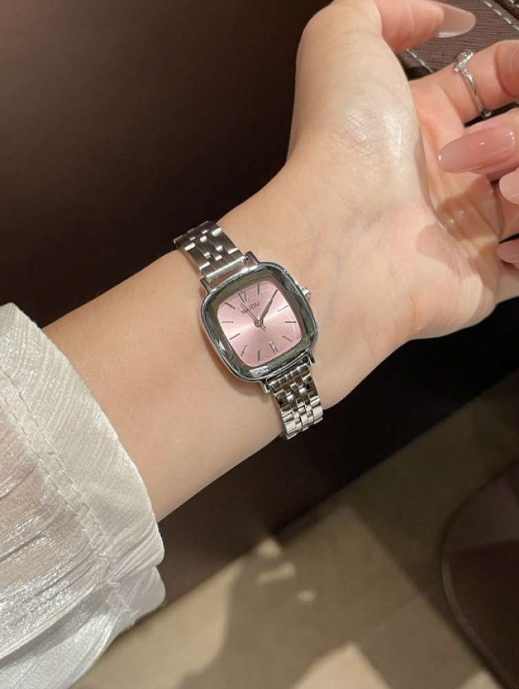 ساعة نسائية فضية مربعة Stainless Steel