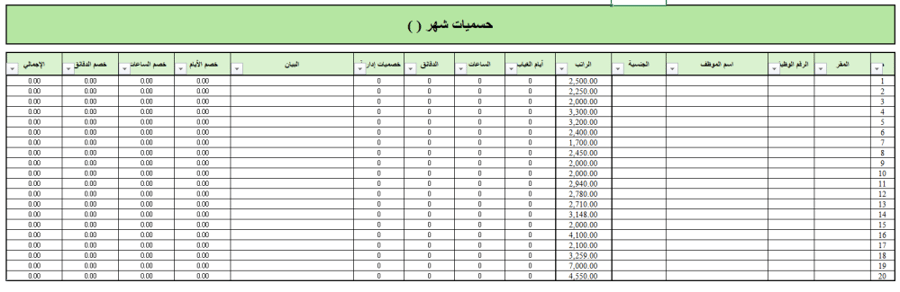 مسير رواتب - EXCEL