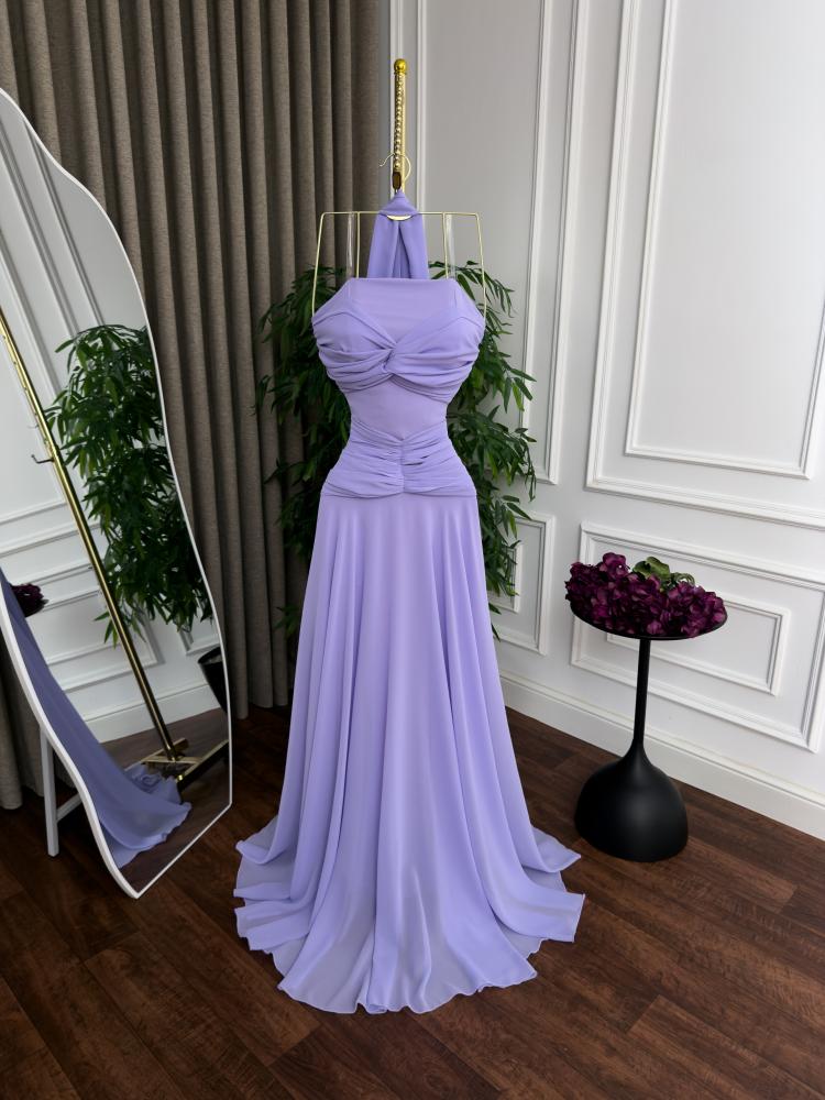 فستان سهرة شيفون جورجيت دبل كلوش شال من outfito