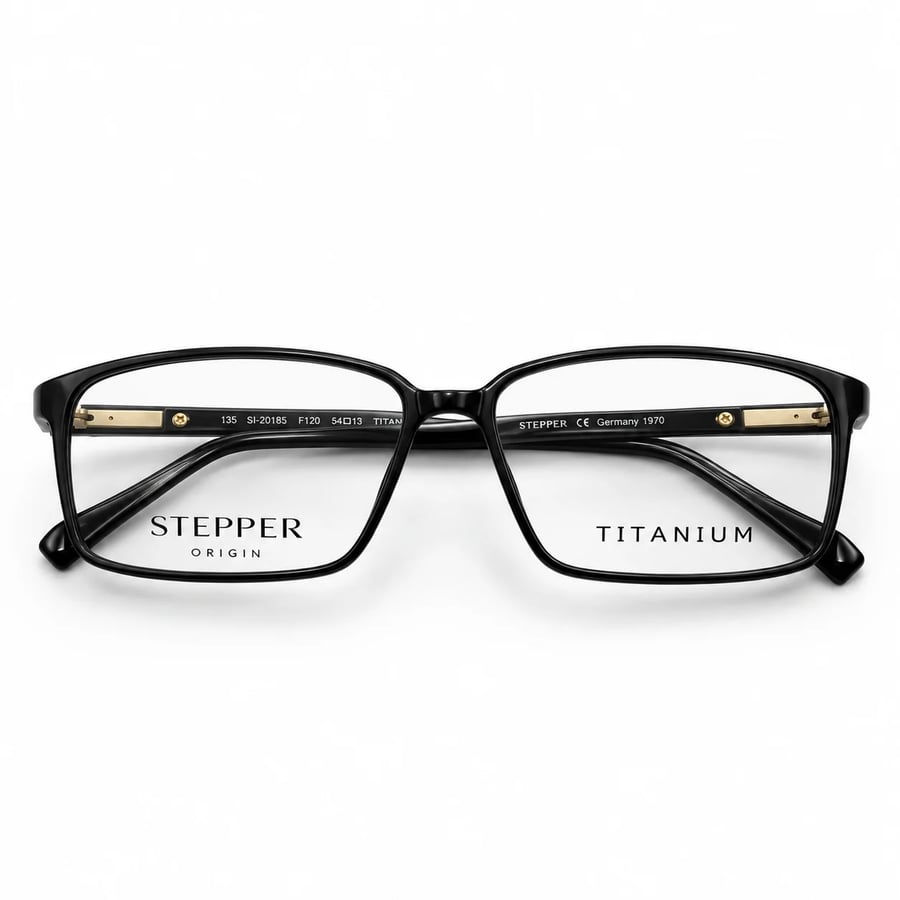 نظارة طبية ستيبر STEPPER SL-20155 – F910 بإطار مستطيل أسود لامع