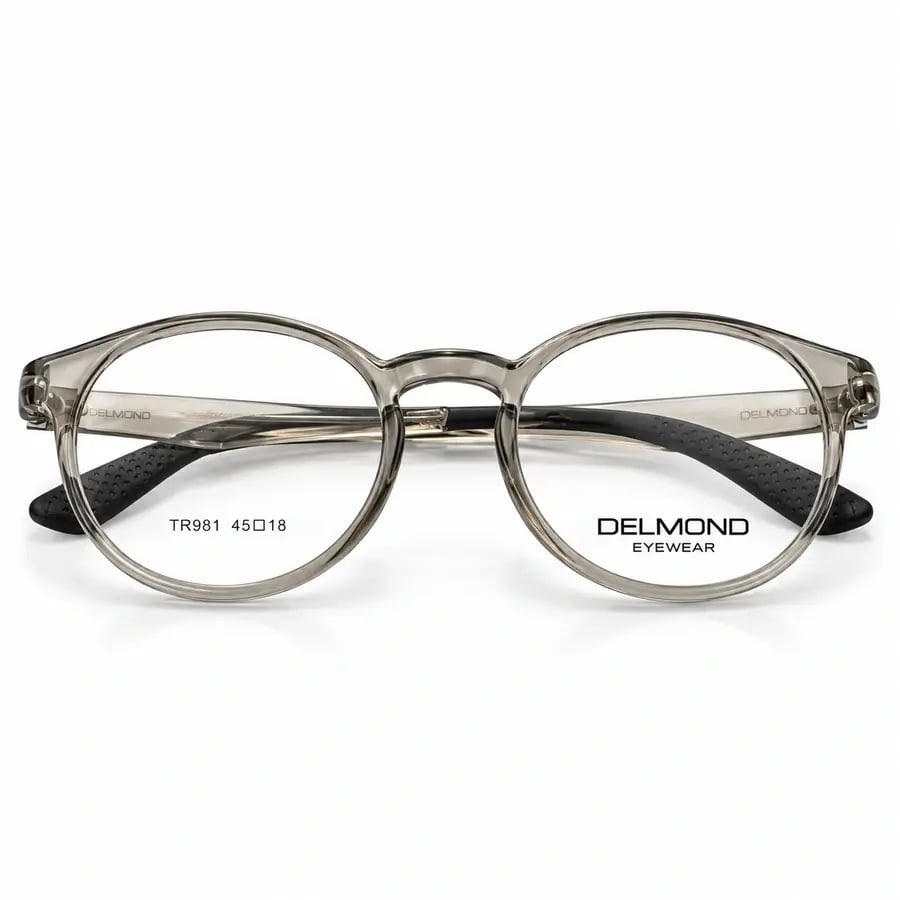 نظارة طبية ديلموند DELMOND EYEWEAR – موديل TR981 | رمادي شفاف