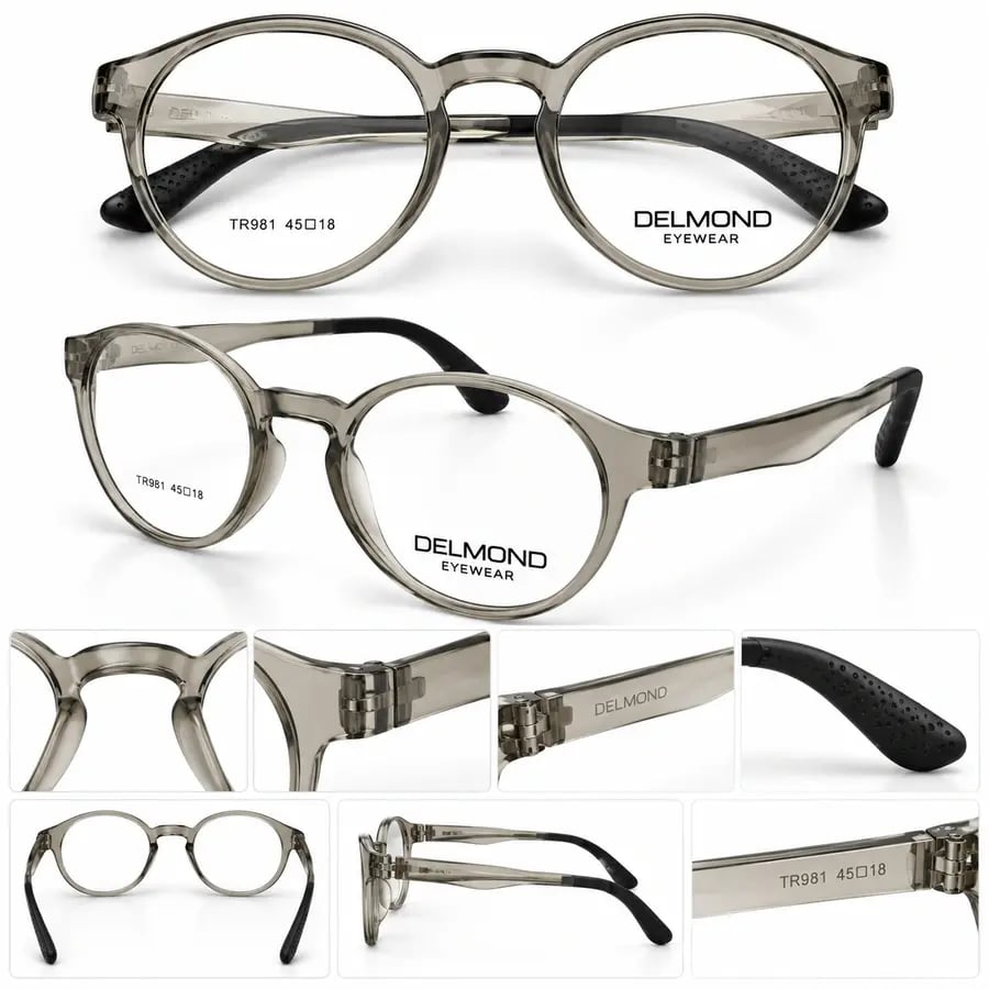 نظارة طبية ديلموند DELMOND EYEWEAR – موديل TR981 | رمادي شفاف