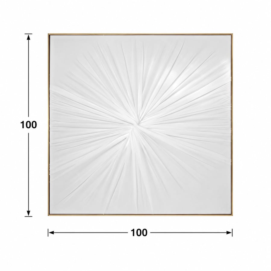 لوحة ديكور مربعة بإطار ذهبي مقاس 100 × 100 سم