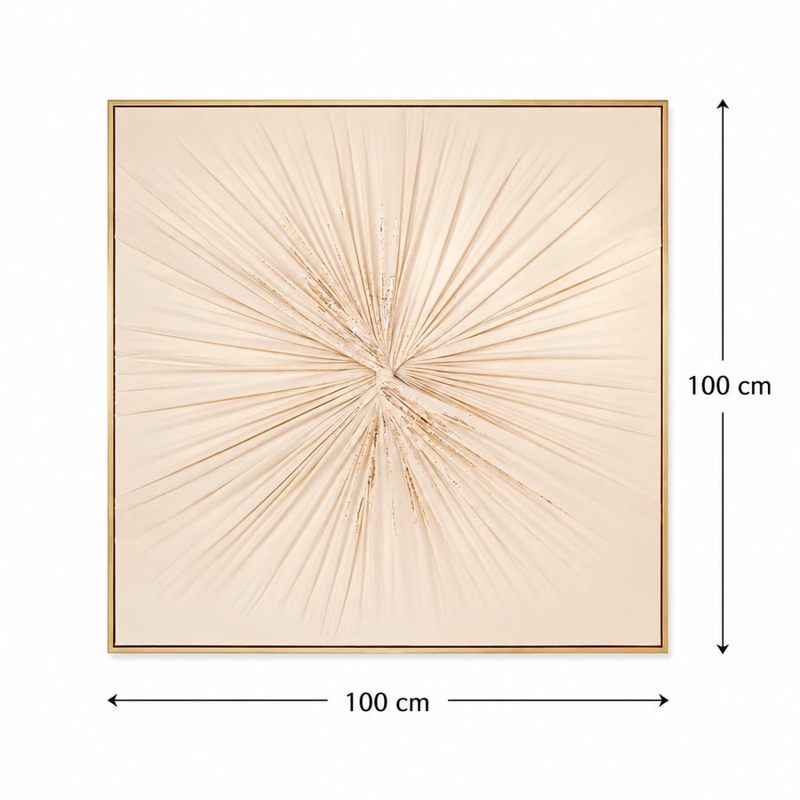 لوحة ديكور مربعة بإطار ذهبي مقاس 100 × 100 سم