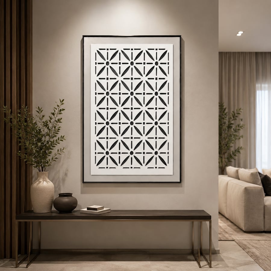 لوحة ديكور بإطار أسود مقاس 120 × 80 سم
