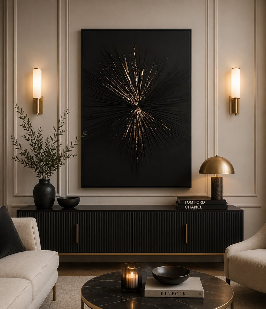 لوحة حائط بإطار أسود مقاس 80 × 120 سم