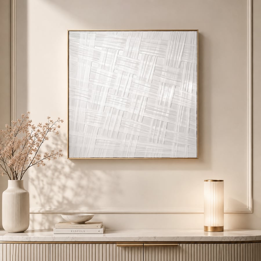 لوحة حائط مربعة بإطار ذهبي مقاس 80 × 80 سم