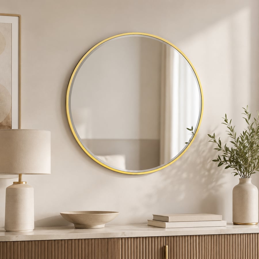 مراية حائط بأطار ذهبىمقاس 70 × 70 سم