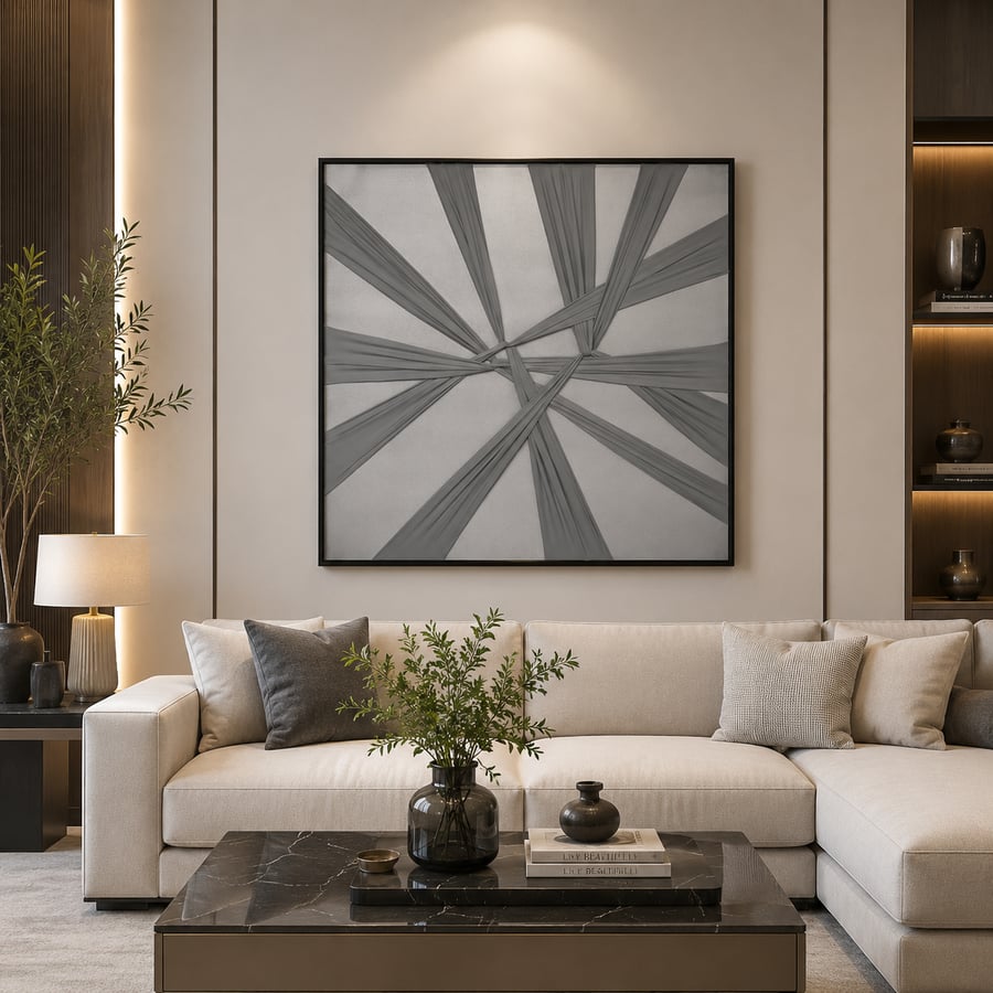 لوحة حائط مربعة بإطار أسود مقاس 80 × 80 سم