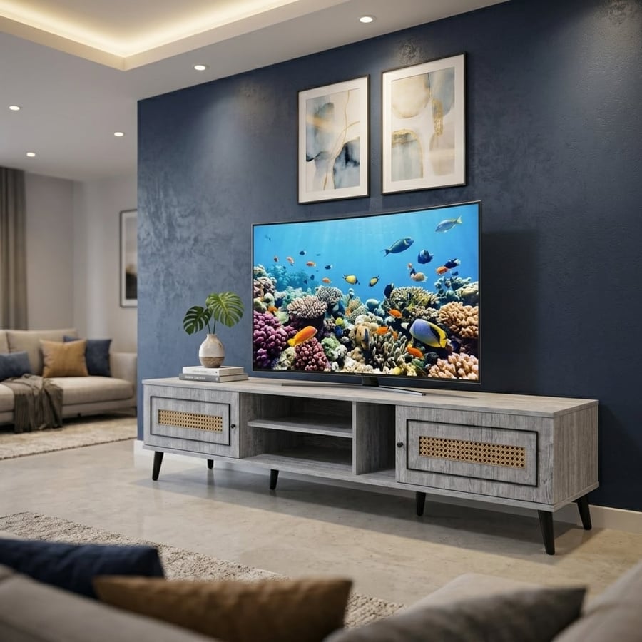 وحدة تلفاز ماليزية 200 سم باللون الرمادي والبني