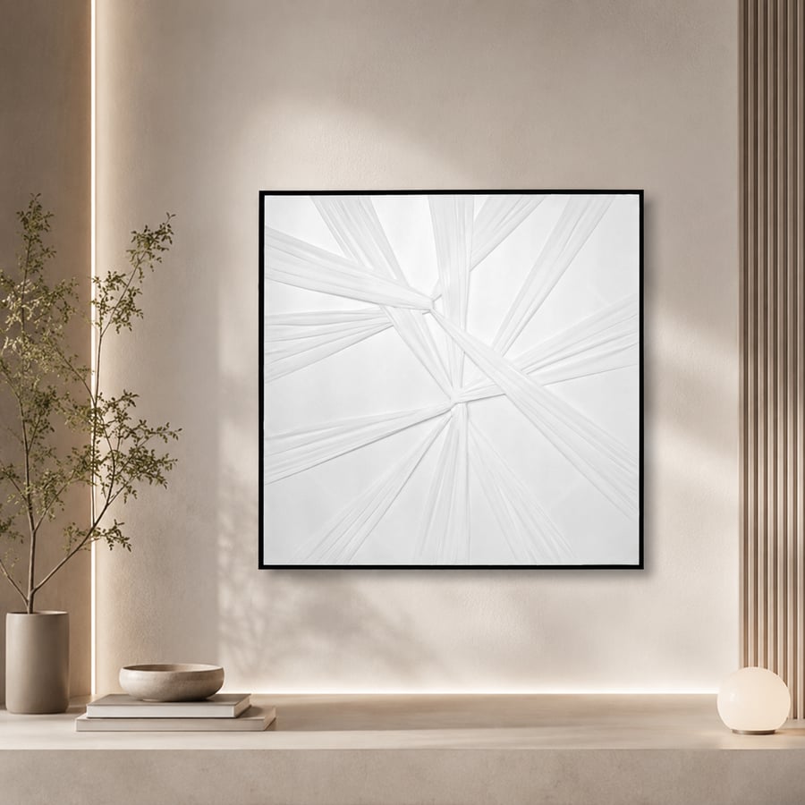 لوحة حائط مربعة بإطار أسود مقاس 100 × 100 سم