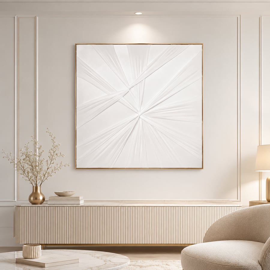 لوحة حائط مربعة بإطار ذهبي مقاس 100 × 100 سم