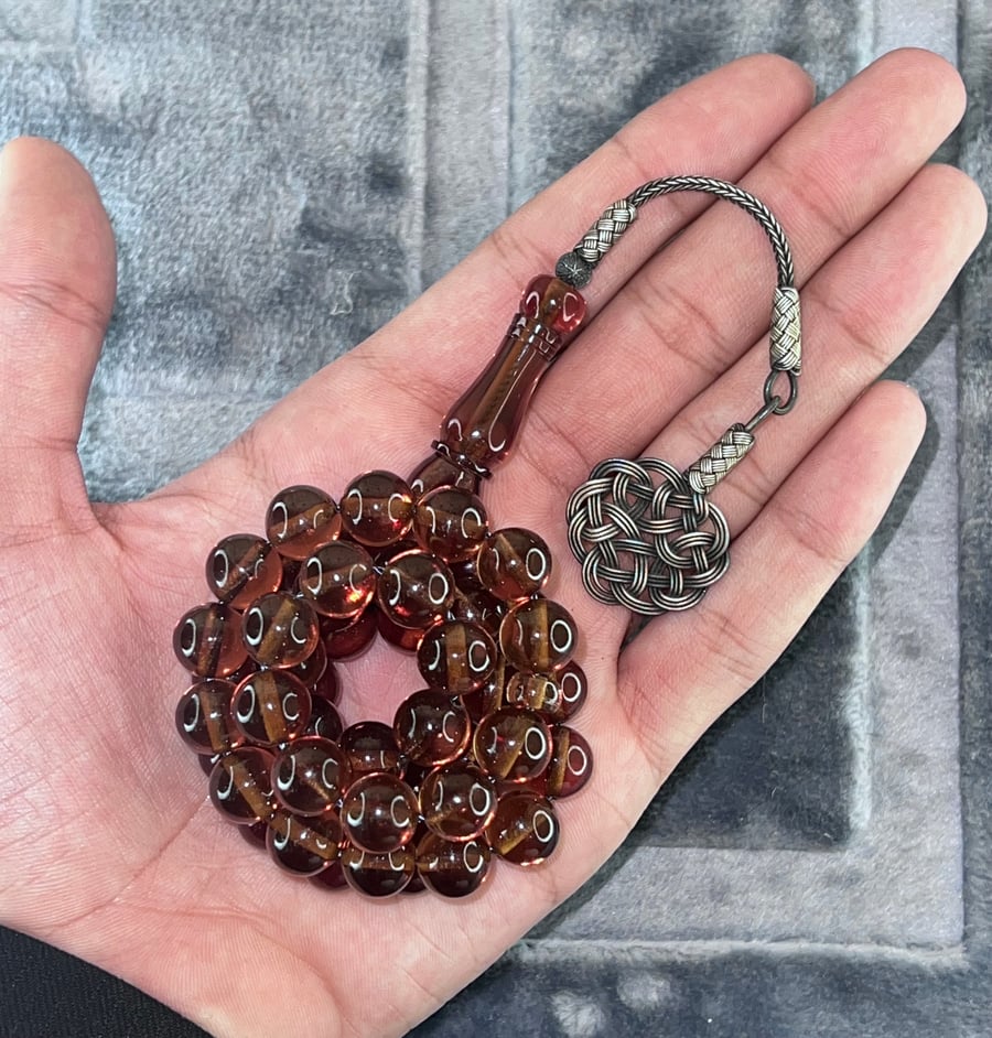 مسباح زعفراني فواح  طربزونة فضة مميزة. 51خرزة. 10ملس