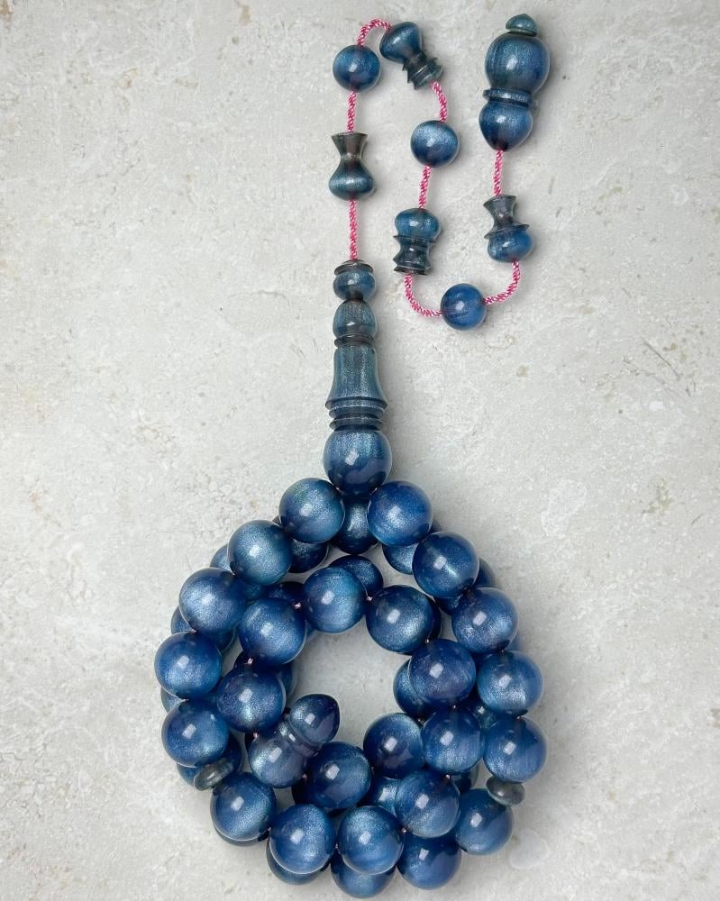 Blue prayer beads from Tamleeka mine 12 mm
