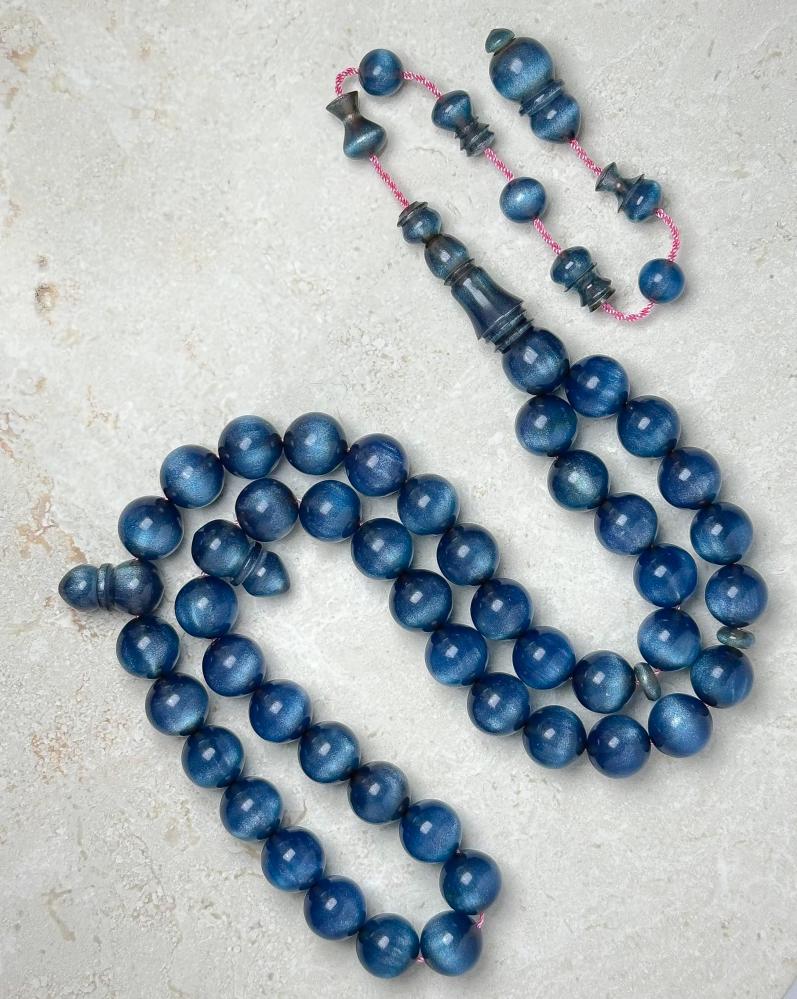 Blue prayer beads from Tamleeka mine 12 mm