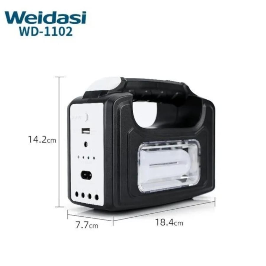 Portable solar energy lighting system equipped with front and side emergency lights with 3 lamps