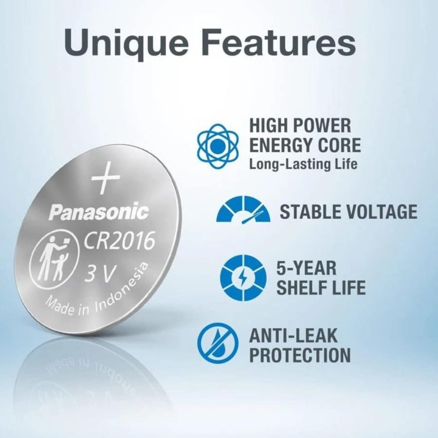 Panasonic lithium batteries CR2016 3.0 volt long-lasting child-resistant standard pack piece