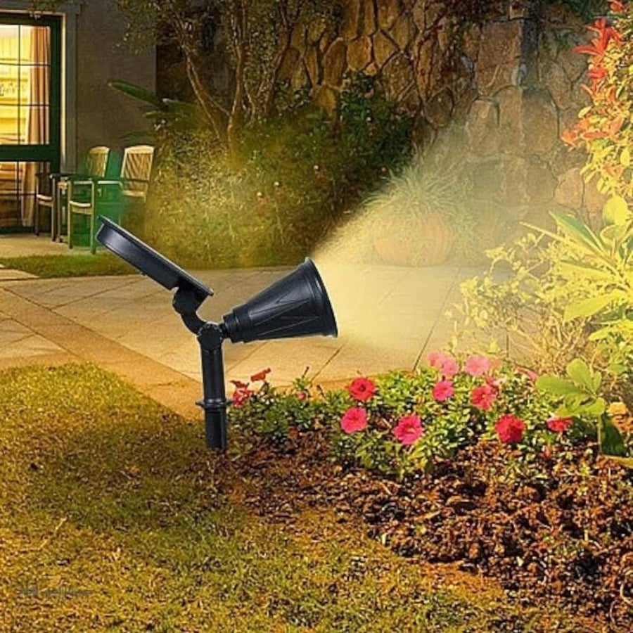كشاف حديقة غرس إنارة لون الاضاءة اصفر تعمل على الطاقة الشمسية بحساس ضوء متحرك 7 عيون 2 واط