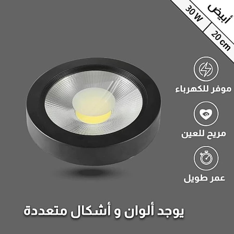 كشاف لطش ظاهر اسود لون الانارة أبيض 30 واط