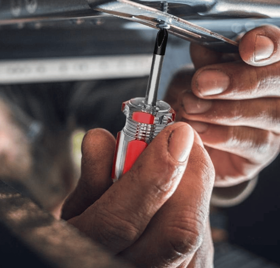 Short transparent double-ended screwdriver