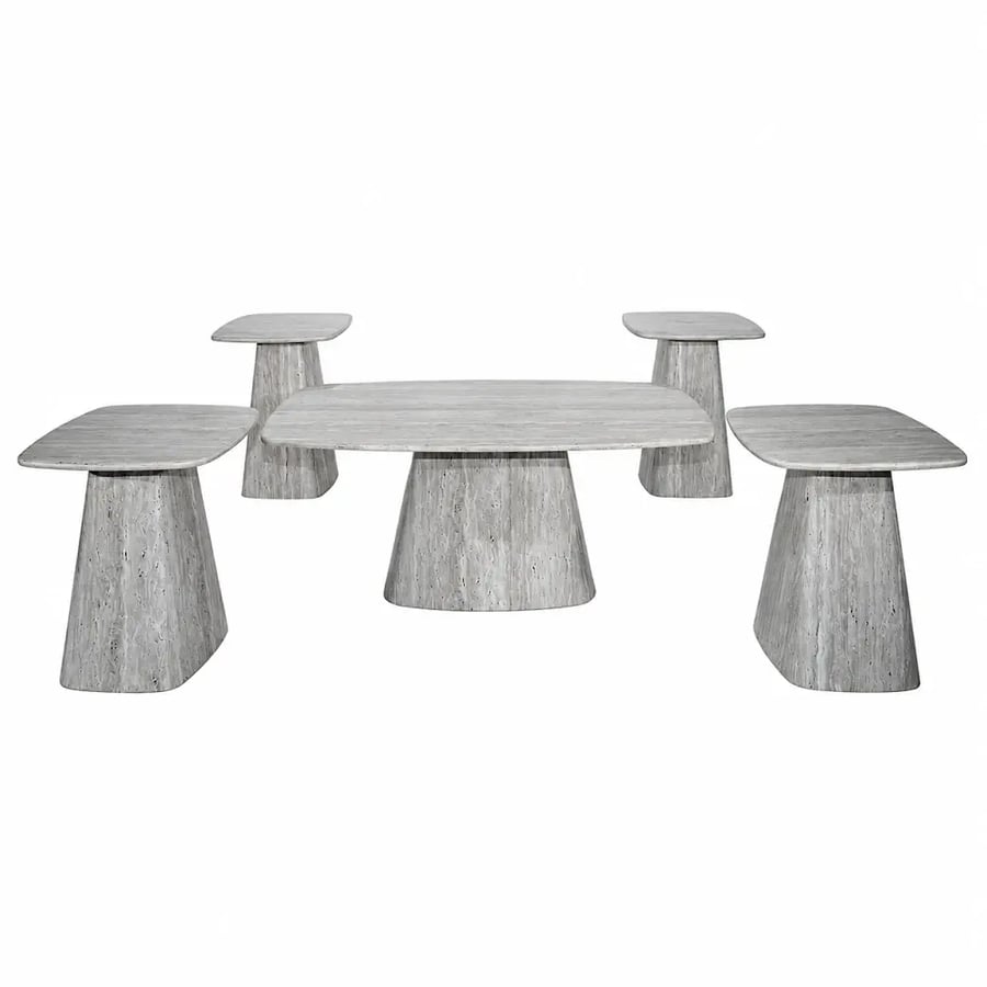 طقم شاي رخام مستطيل1+4 SHS-046 LIGHT GREY